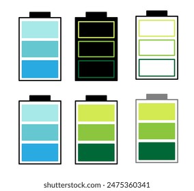 Icono de Recargo de batería que se utiliza para representar las baterías o los niveles de energía de las baterías en varios dispositivos