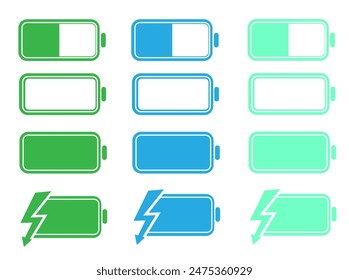 Battery charge icon used to represent batteries or battery power levels in various devices