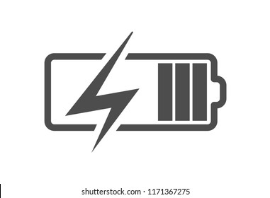 Battery charge icon, vector electrical power charger. Flat accumulator charge icon for smartphone.