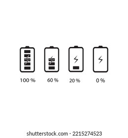 battery charge icon vector. battery charge low energy until full power energy. icon symbol battery charge
