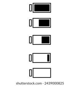 Battery charge icon vector set. indicator battery illustration sign collection. accumulator symbol or logo.