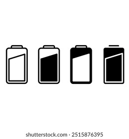 Vektorsatz für Batterieladungssymbol. Anzeigebatterie-Illustrationszeichensammlung. Akkumulatorsymbol oder -logo.