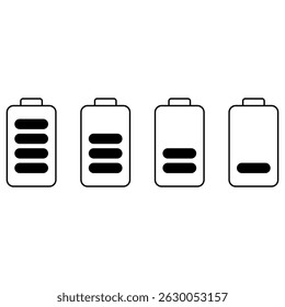 Conjunto de Vector de icono de Recargo de batería. indicador de colección de signo de ilustración de batería. símbolo o logotipo del acumulador.