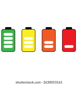 Battery charge icon vector set. indicator battery illustration sign collection. accumulator symbol or logo.