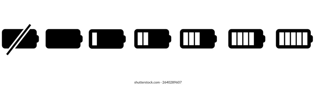 Battery charge icon vector set. indicator battery illustration sign collection. accumulator symbol or logo.