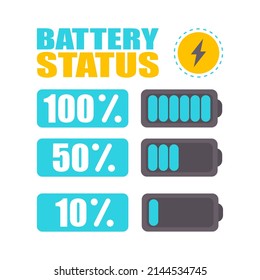 Symbole für Batterieladungen. Gut für Anwendungen. Einzeln. Vektorgrafik.