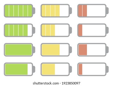 battery charge icons set vector flat illustration