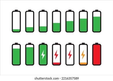 battery charge icons set, vector, illustration