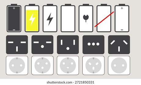 Symbol für Akkuladeanzeige und elektrische Stecker