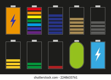 Battery charge indicator icon. Level battery energy. Vector illustration. Vector illustration