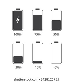 Battery charge indicator icon. Level battery energy. Vector illustration.