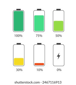 Abbuchung Symbol für die Batterieanzeige. Batterieenergie auf Niveau. Vektorillustration.