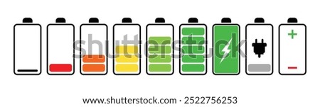 battery charge indicator icon , phone charge level , vector illustration