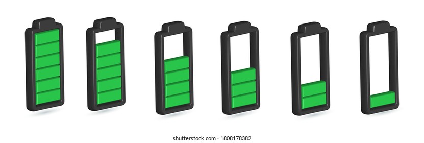 Iconos del indicador de carga de la batería gráficos vectoriales 3d