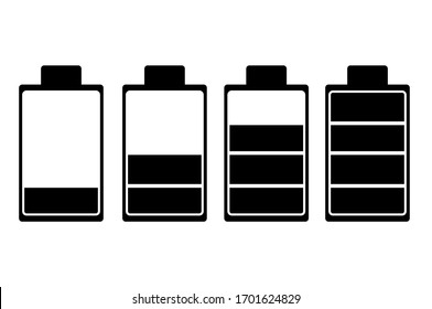 Battery charge indicator icons. Charging level Battery Energy powerfully full fun funny power running low full status batteries set logo. Charge level empty loading bar. Vector illustration