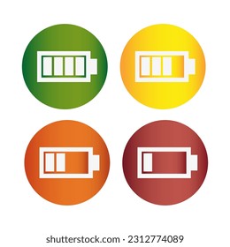 Battery charge indicator icons. color collection of charge power. Battery charge from high to low. Vector illustration.