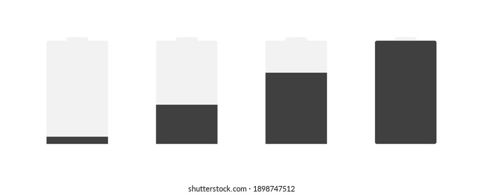 Battery charge indicator icons. Battery charge level indicators flat style. Vector illustration
