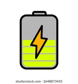 Battery charge indicator icons. Phone charge level, color collection of charge power.