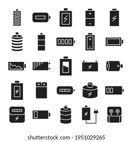 battery charge indicator icons set