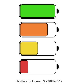 Battery Charge Indicator Icons Set. Phone charge level.