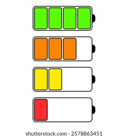 Battery Charge Indicator Icons Set. Phone charge level.