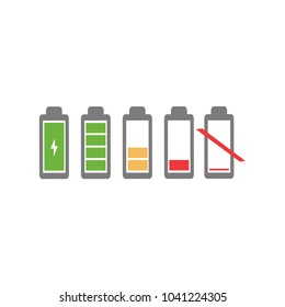 Battery charge indicator icons in vector graphics