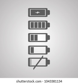 Battery charge indicator icons in vector graphics