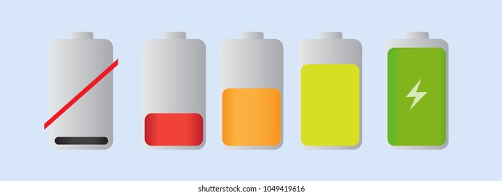 Battery charge indicator icons in vector graphics