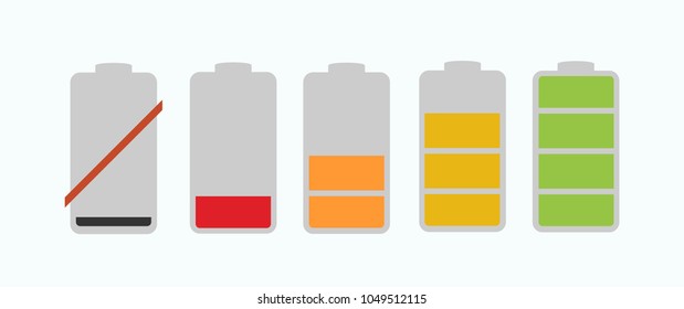 Battery charge indicator icons in vector graphics