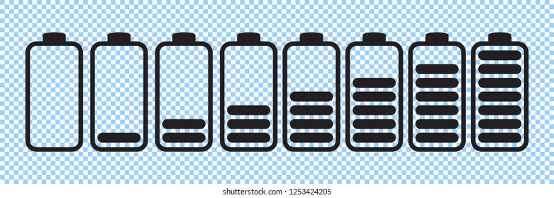 Battery charge indicator icons, vector graphics