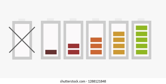 Battery charge indicator icons in vector graphics