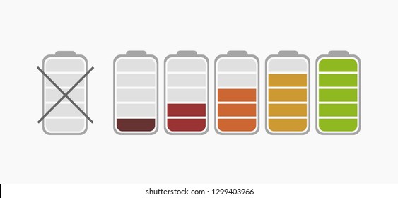 Battery charge indicator icons in vector graphics