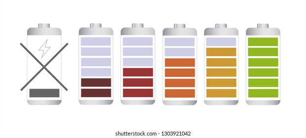 Battery charge indicator icons in vector graphics