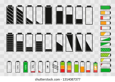 Battery Charge Indicator Icons in Vector Graphics  