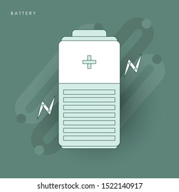 Battery charge indicator icons vector. Concept of line icon with green theme