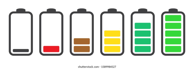 Battery charge indicator icons, vector graphics