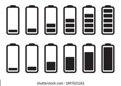 Iconos del indicador de carga de la batería, iconos vectoriales establecidos.