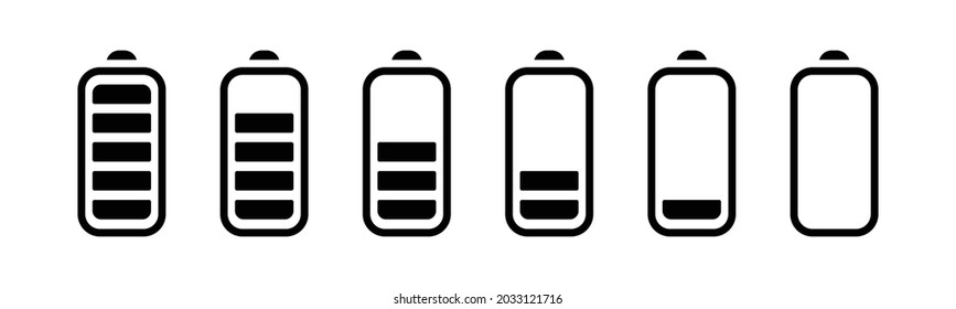 Battery charge indicator icons, vector icons set.