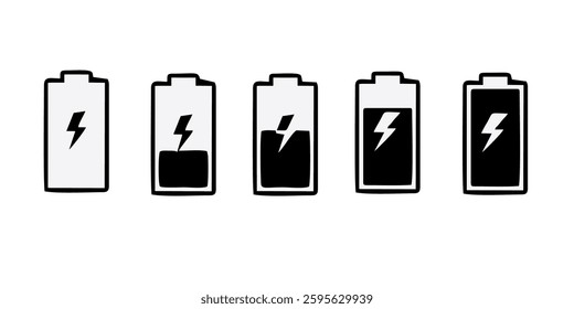 Battery charge indicator icons, vector graphics