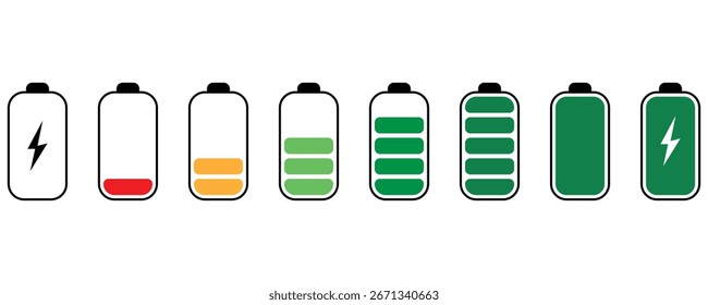 Iconos del indicador de Recargo de la batería Vector.