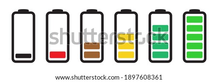 Battery charge indicator icons, vector graphics