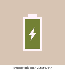 Battery charge indicator and phone charge power battery flat vector illustration.