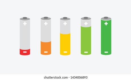 Battery charge indicator realistic alkaline battery vector graphics