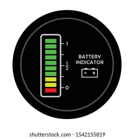 Battery charge indicator vector. Charge status power meter digital panel