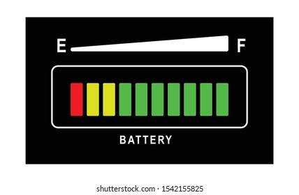 Battery charge indicator vector. Charge status power meter digital panel