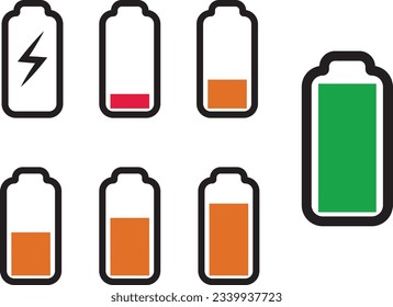 Battery charge indicators Energy icons Battery charge illustration
power, recharge, phone, energy, sign, symbol, design, technology,