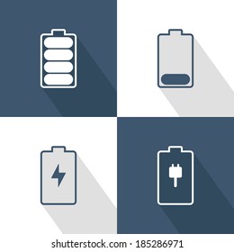 Battery charge indicators icon set. Vector illustration 