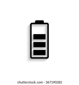 Battery charge level - black vector  icon with shadow