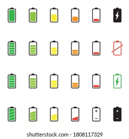 Battery charge level icon set