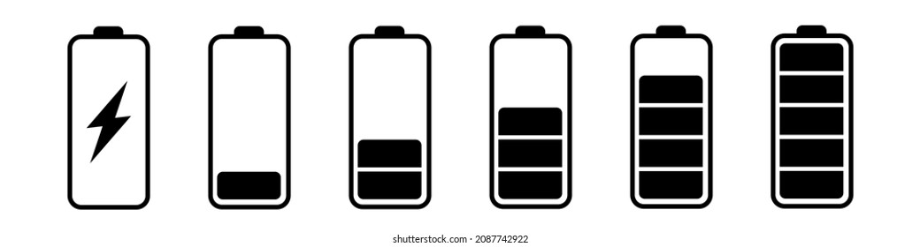 Battery charge level icon set